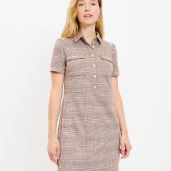 Loft  Brown Plaid Dress - Picture 1 of 10